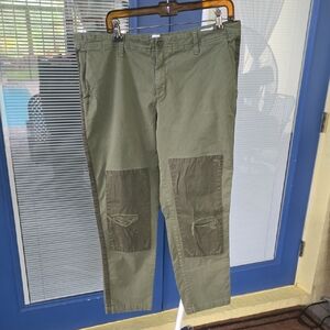Olive Green womens gap girlfriend chino ankle cropped pant size 16 used